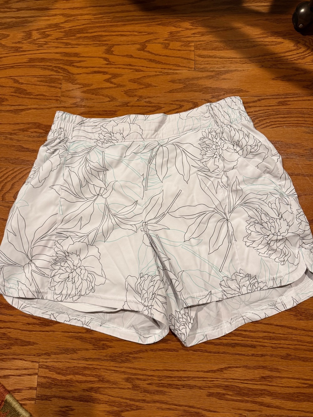 White Floral Athletic Shorts for Women - Lightweight Activewear